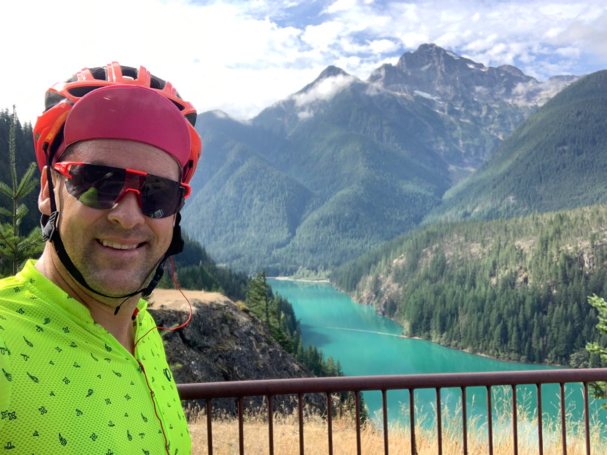 Rob with mountainous scenery in the background.