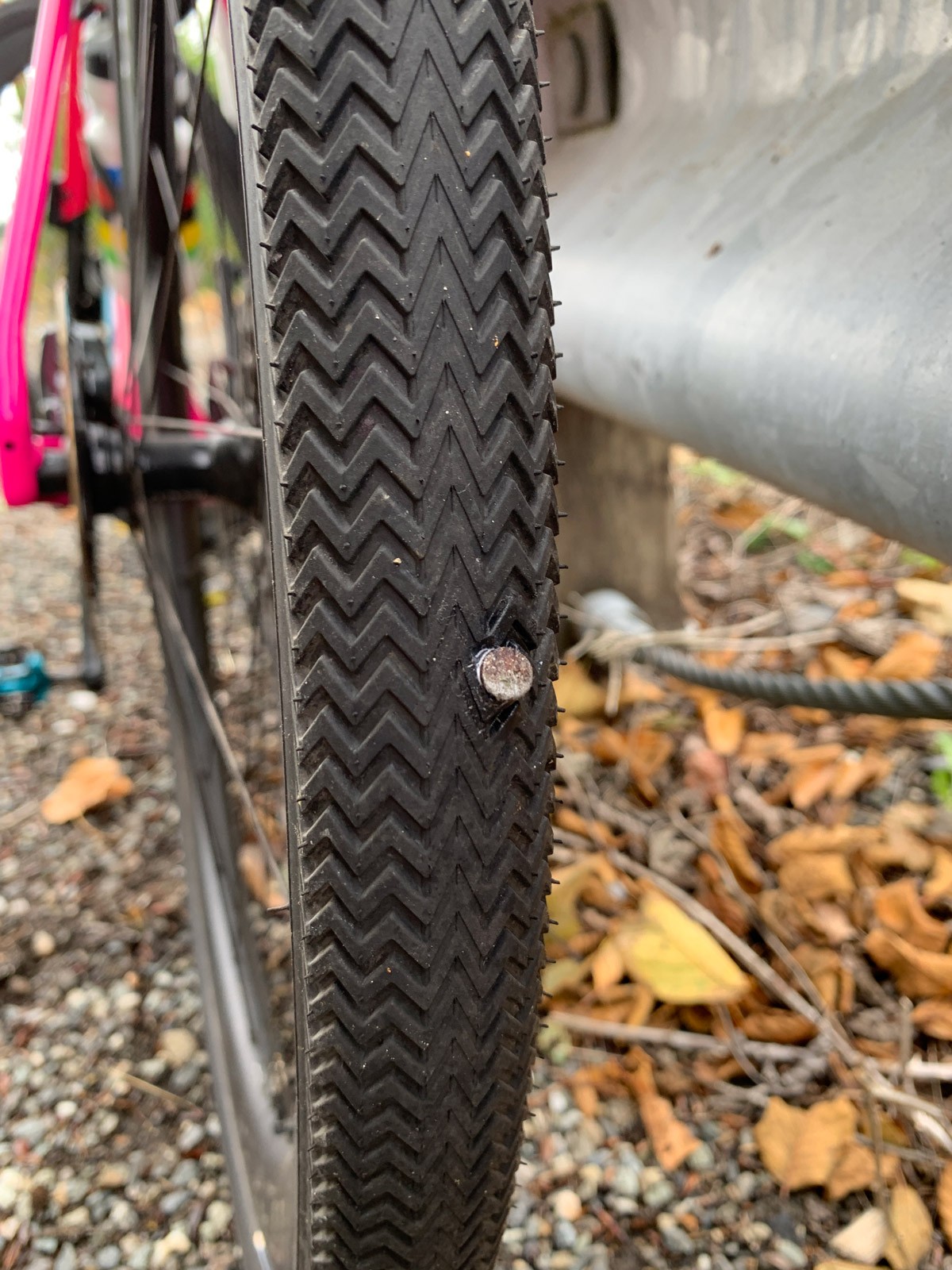 Nail in bike tire.